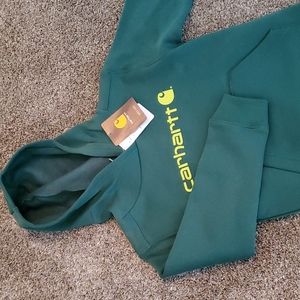 CARHARTT Green Hoodie Sweatshirt Pullover Fleece Boys 5 NWT